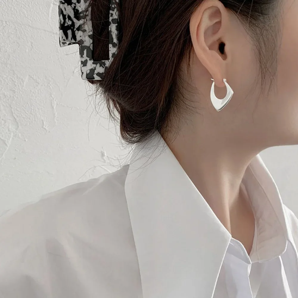#NEW 925 Sterling Silver Geometric Hoop Earrings